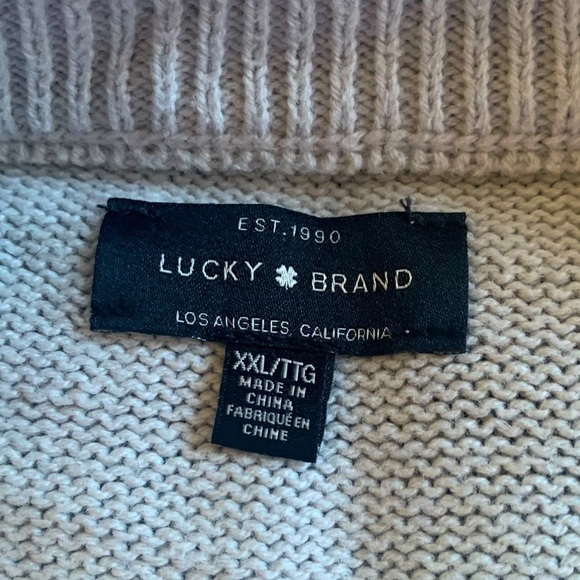 Lucky Brand Black Gray White Long Sleeve Knit Sweater Size XXL - Picture 9 of 10